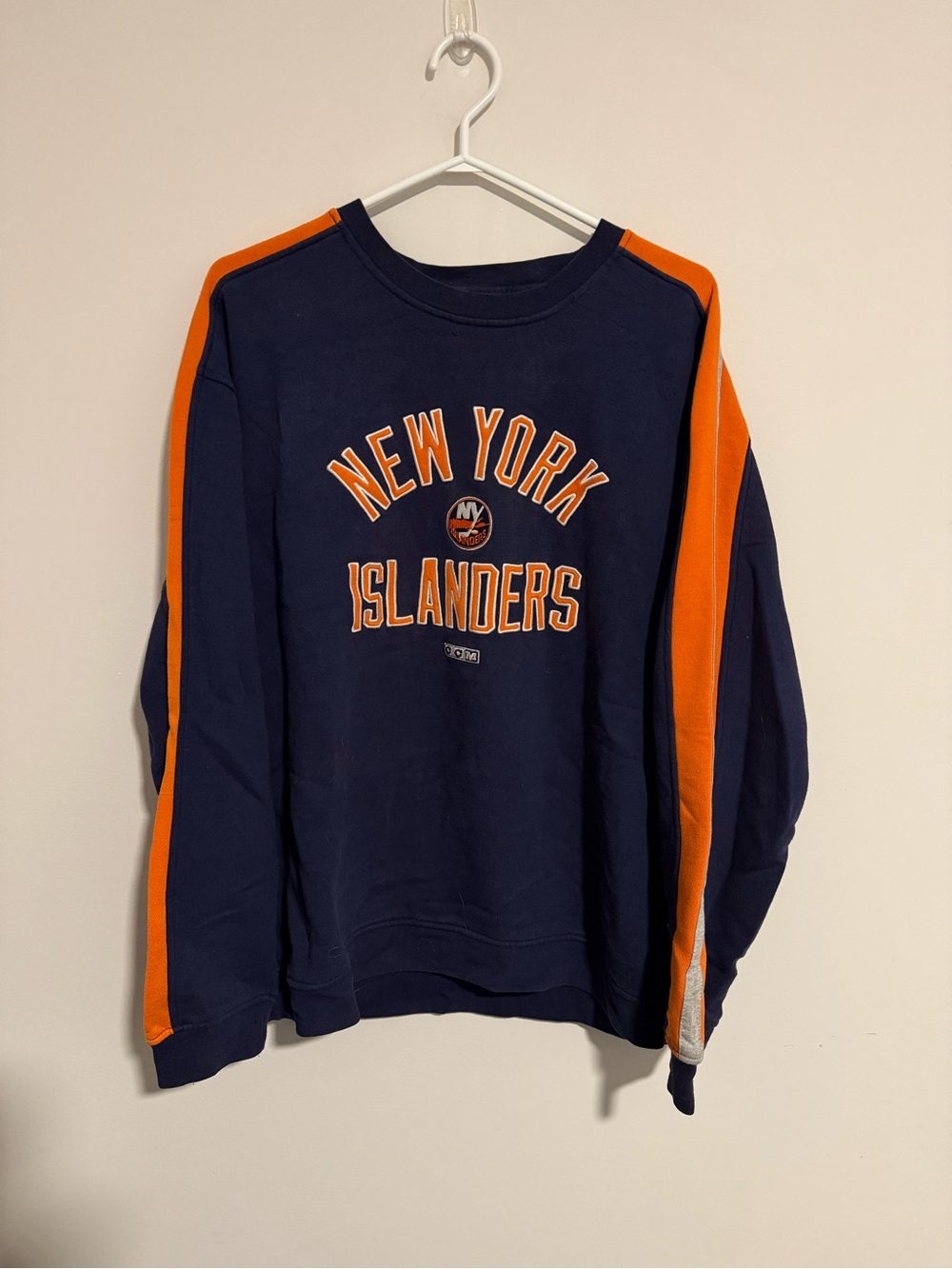 CCM Navy and Orange New York Islanders Crewneck Sweatshirt